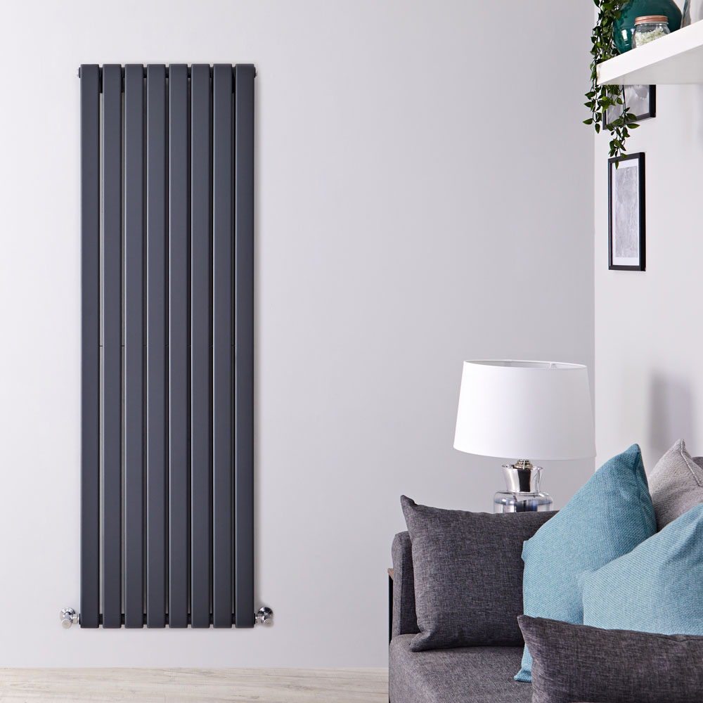 Radiatore di Design Verticale Doppio - Antracite - 1600mm x 560mm x 60mm - 1764 Watt - Delta
