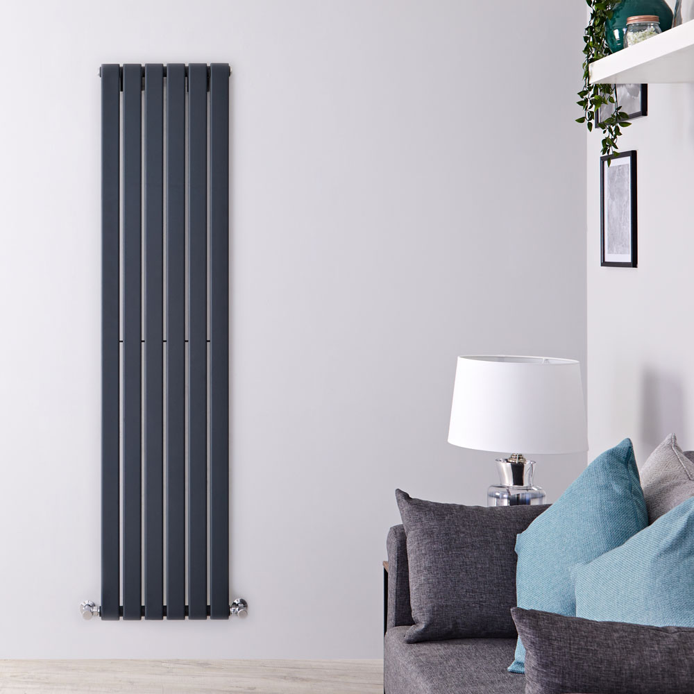 Radiatore di Design Verticale - Antracite - 1600mm x 420mm x 47mm - 879 Watt - Delta