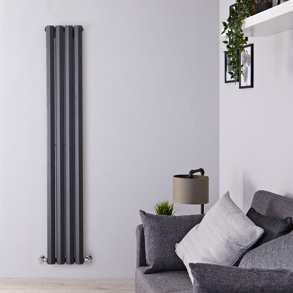 Radiatore di Design Verticale Doppio - Antracite - 1600mm x 280mm x 86mm - 983 Watt - Rombo