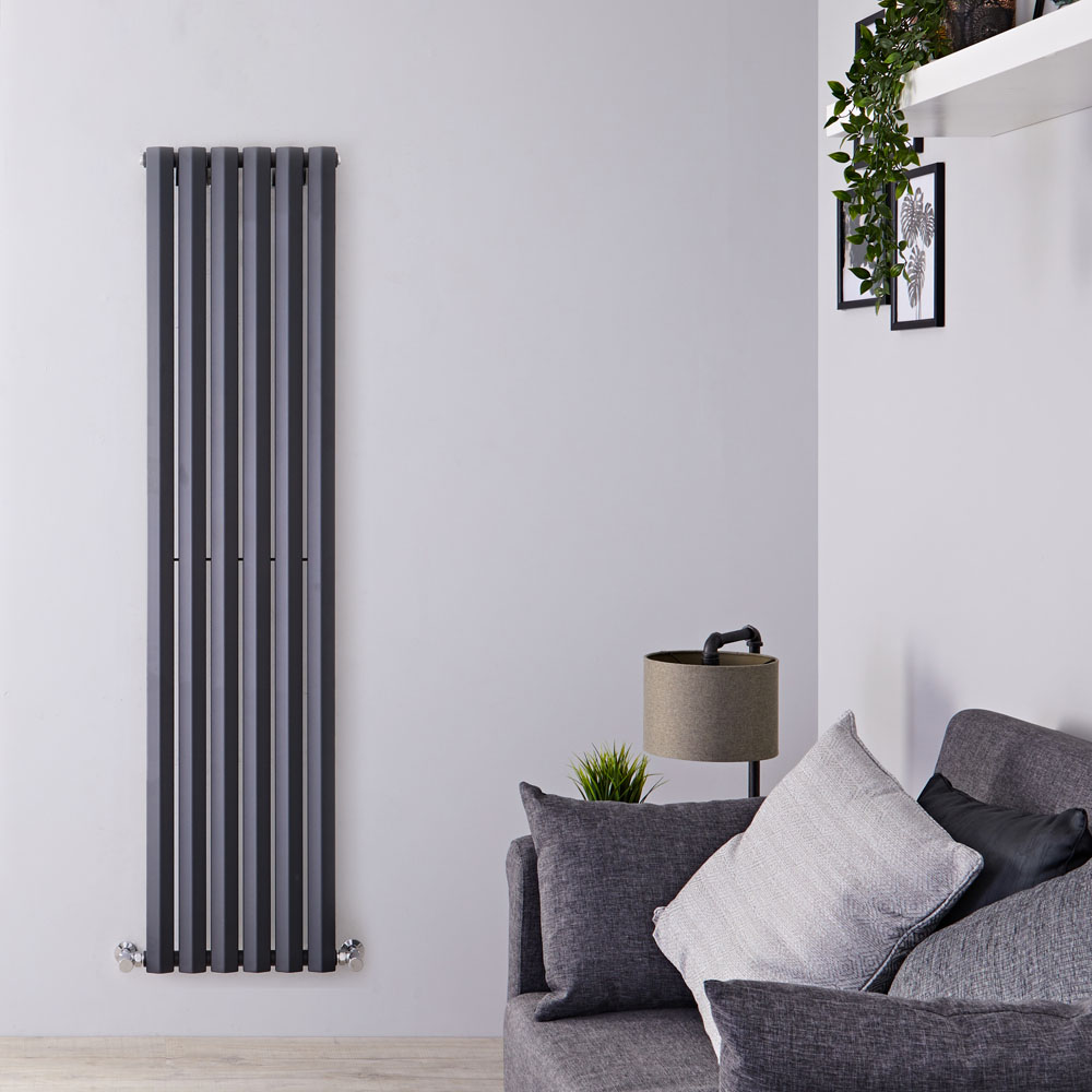 Radiatore di Design Verticale - Antracite - 1600mm x 420mm x 60mm - 946 Watt - Rombo
