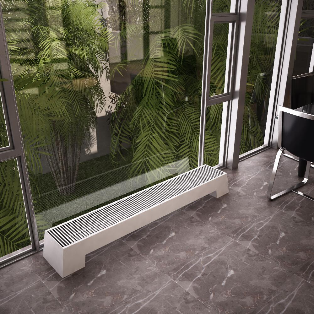 Radiatore Convettore a Pavimento in Plinto - Bianco - Acciaio - 200mm x 1400mm x 296mm - 1146 Watt - Adva