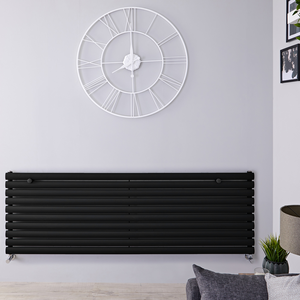 Radiatore di Design Orizzontale - Nero Opaco - 590mm x 1600mm x 55mm - 1299 Watt - Revive