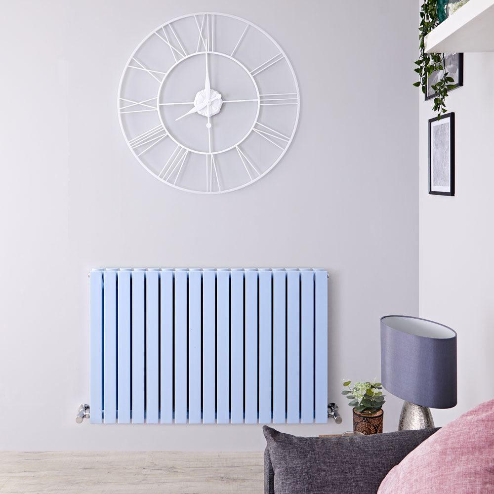 Radiatore di Design Orizzontale Doppio - Celeste - 635mm x 1000mm x 71mm - 1022 Watt - Sloane