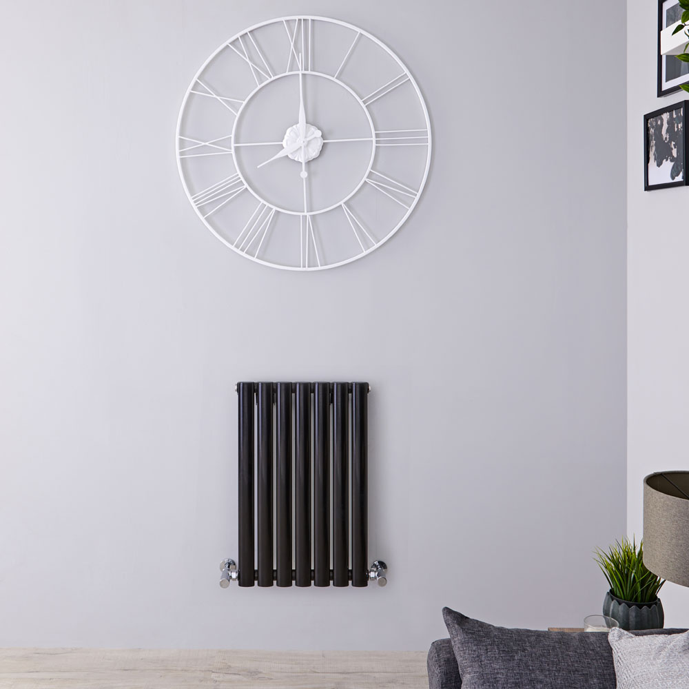 Radiatore di Design Orizzontale - Nero Lucido - 635mm x 415mm x 55mm - 418 Watt - Revive