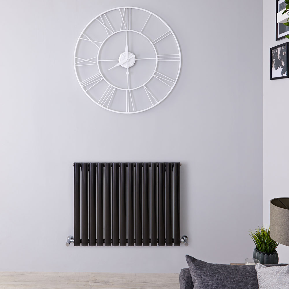 Radiatore di Design Orizzontale - Nero Lucido - 635mm x 834mm x 56mm - 836 Watt - Revive