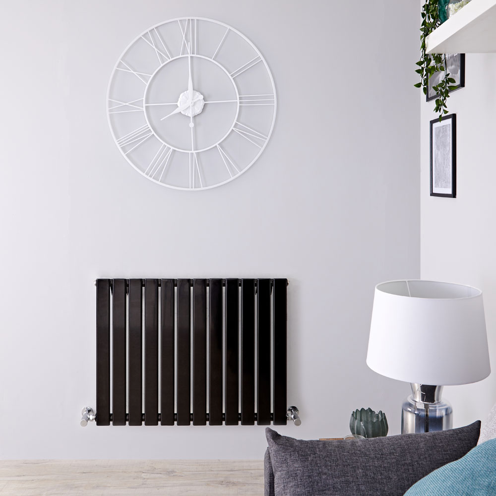 Radiatore di Design Orizzontale - Nero Lucido - 635mm x 840mm x 46mm - 751 Watt - Delta