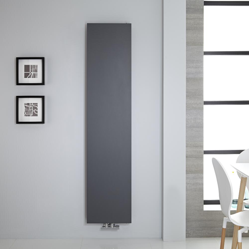 Radiatore di Design Verticale - Piastra Radiante - Attacchi Centrali - Acciaio - Antracite - 1820mm x 400mm - 842 Watt - Rubi