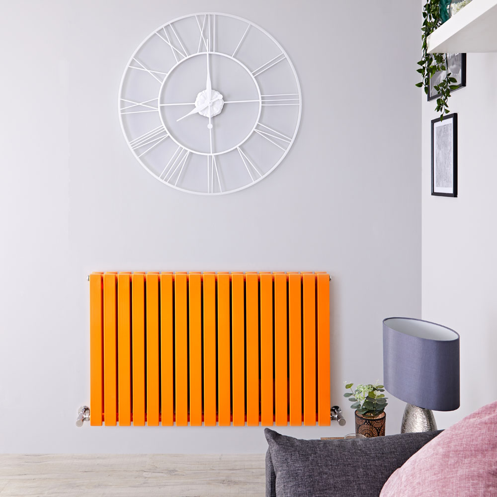 Radiatore di Design Orizzontale Doppio - Arancione Chiaro - 635mm x 1000mm x 71mm - 1022 Watt - Sloane