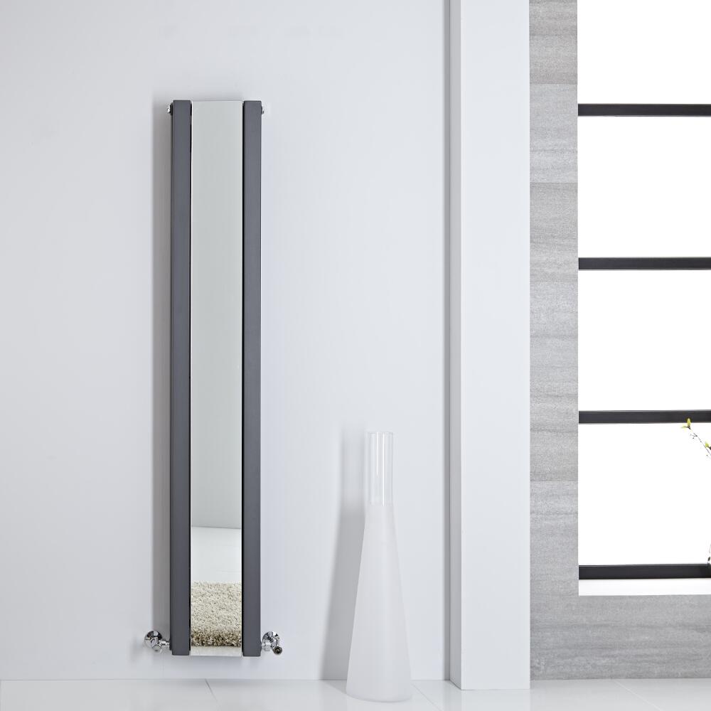 Radiatore di Design - Verticale Con Specchio - Antracite - 1600mm x 265mm - 789 Watt - Sloane