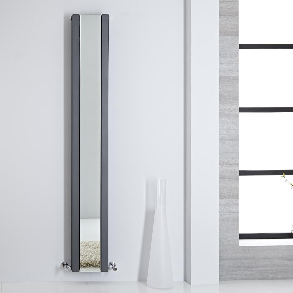 Radiatore di Design - Verticale Con Specchio - Antracite - 1800mm x 265mm - 901 Watt - Sloane