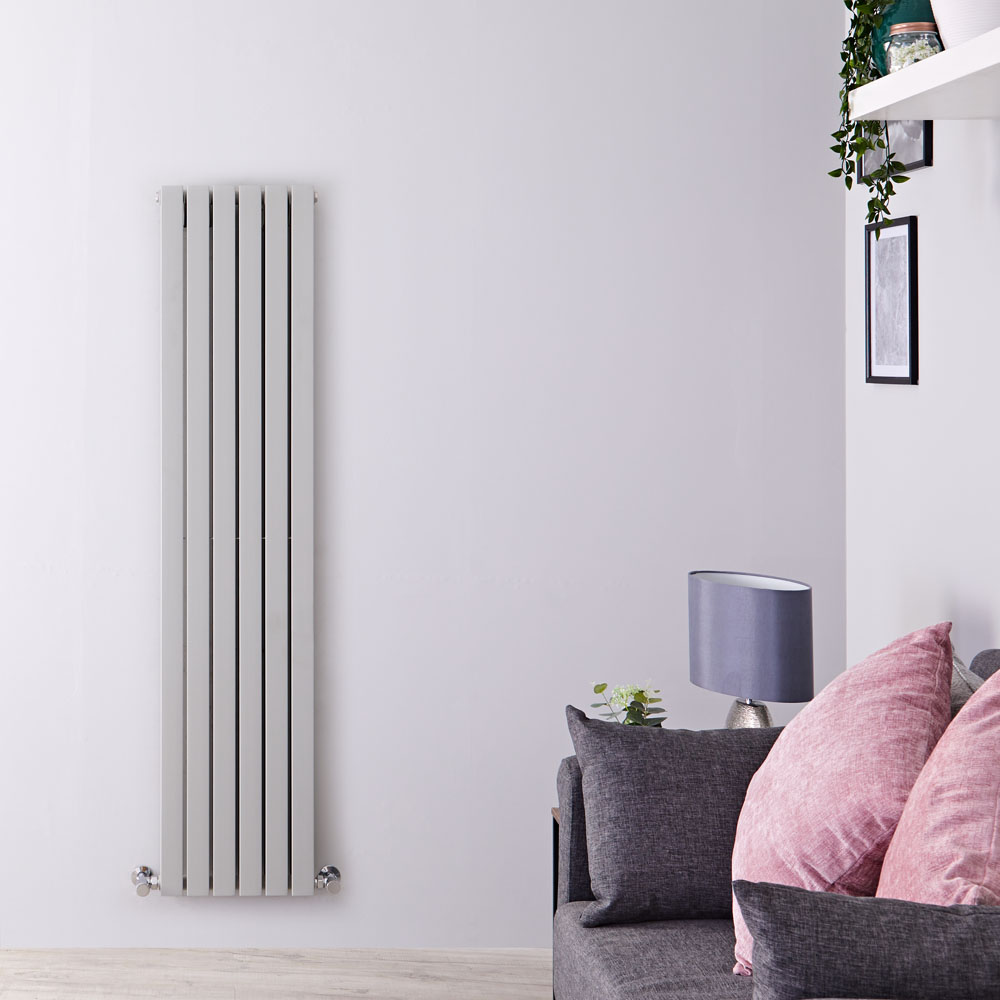 Radiatore di Design Verticale Doppio - Argento - 1600mm x 354mm x 72mm - 1193 Watt - Sloane