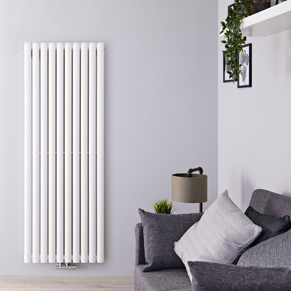 Radiatore di Design Verticale Doppio con Attacco Centrale - Bianco - 1600mm x 590mm x 78mm - 2148 Watt - Revive Caldae