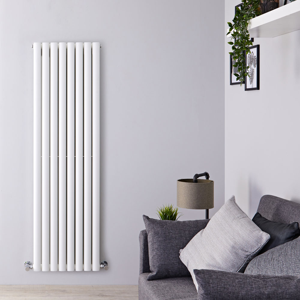 Radiatore di Design Verticale Doppio - Bianco - 1600mm x 472mm x 78mm - 1638 Watt - Revive
