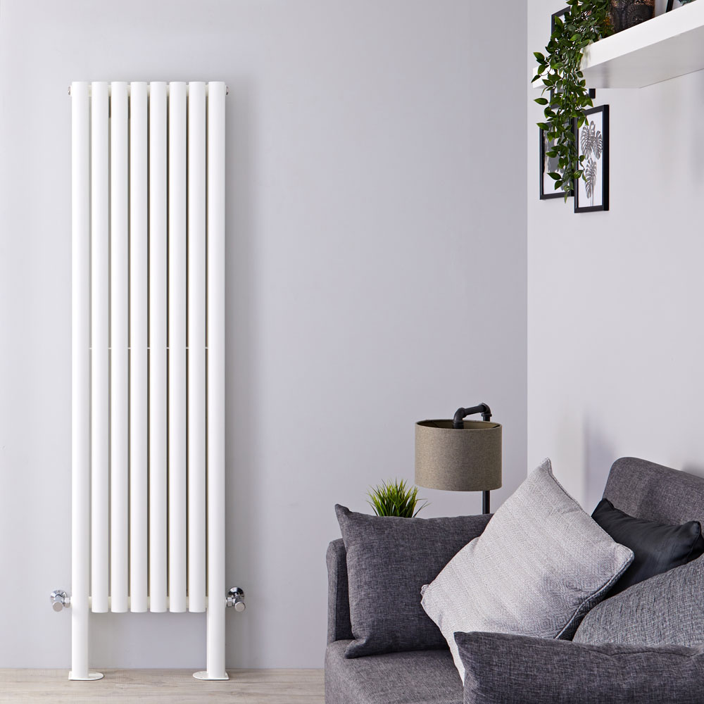 Radiatore di Design Verticale Doppio Con Piedini di Supporto - Bianco - 1800mm x 472mm x 78mm - 1638 Watt - Revive Plus
