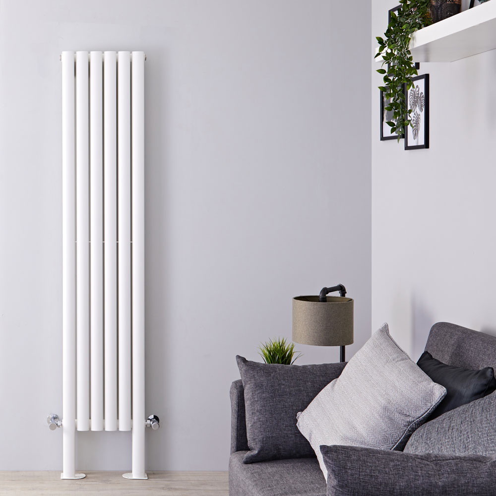 Radiatore di Design Verticale Doppio con Piedini di Supporto - Bianco - 1800mm x 354mm x 78mm - 1228 Watt - Revive Plus