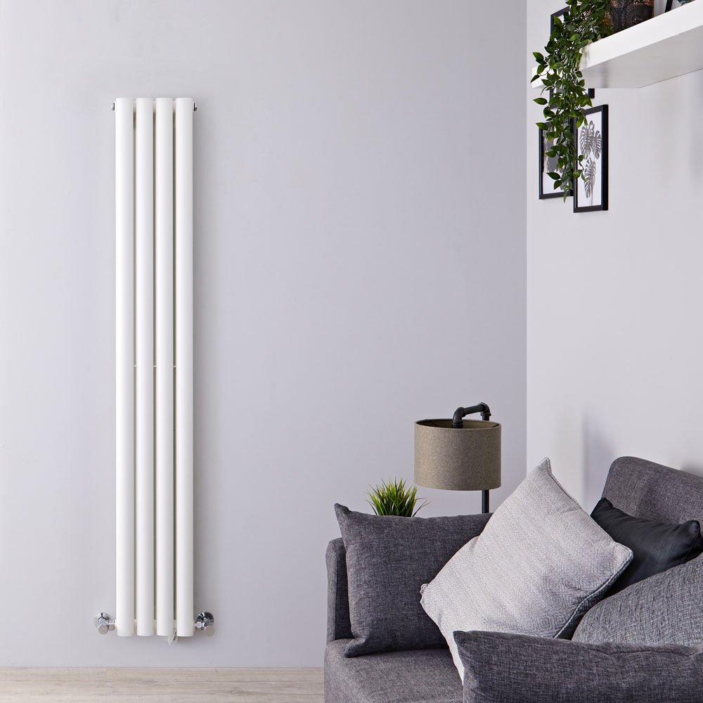 Radiatore di Design Verticale Doppio Salva-spazio - Bianco - 1600mm x 236mm x 78mm - 819 Watt - Revive Slim