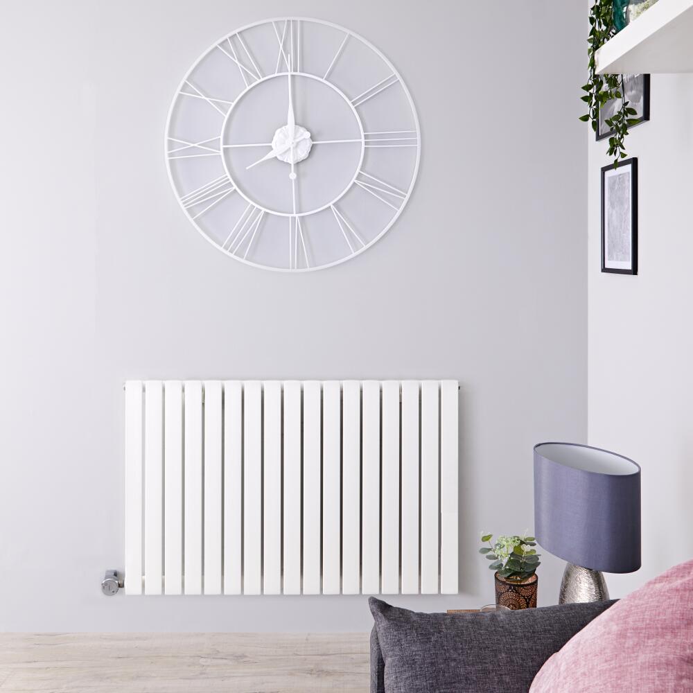 Radiatore di Design Elettrico Orizzontale - Bianco - 635mm x 1000mm x 54mm - 1 Elemento Termostatico 1200W - Sloane