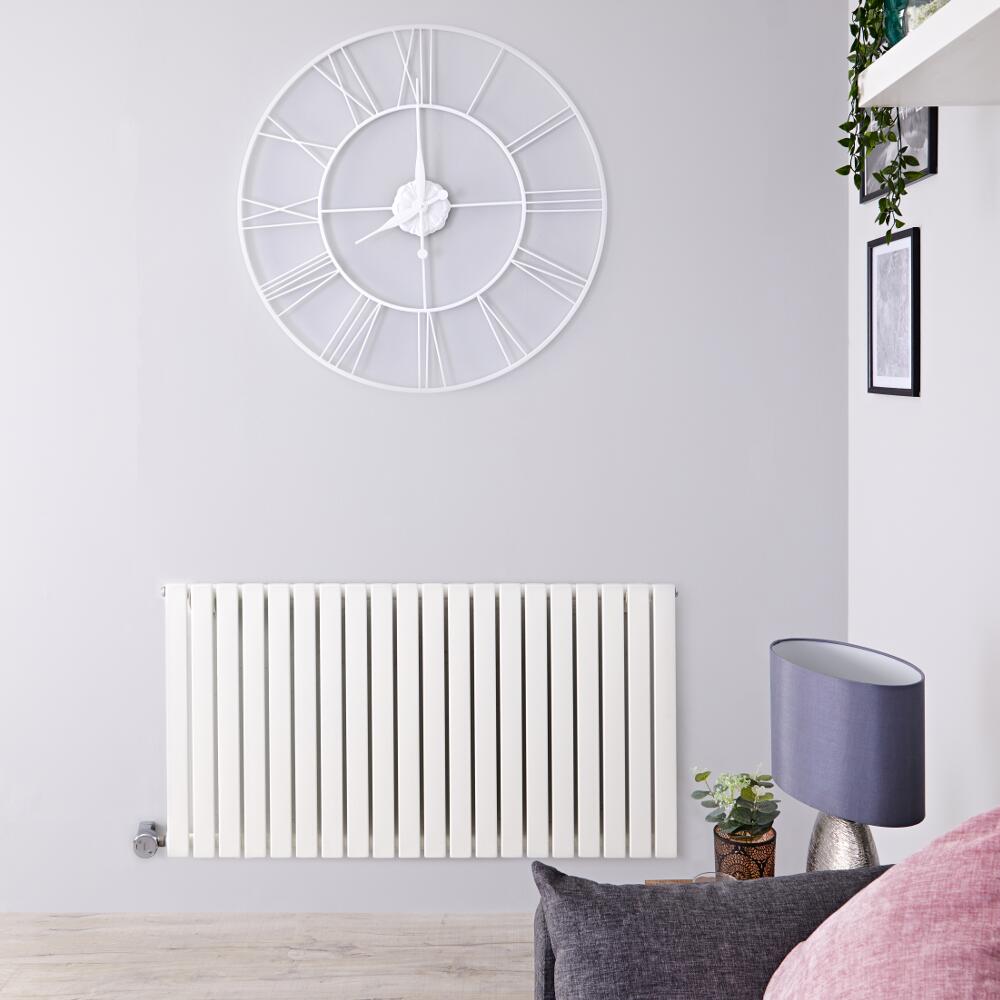 Radiatore di Design Elettrico Orizzontale - Bianco - 635mm x 834mm x 54mm - Elemento Termostatico 1000W - Sloane