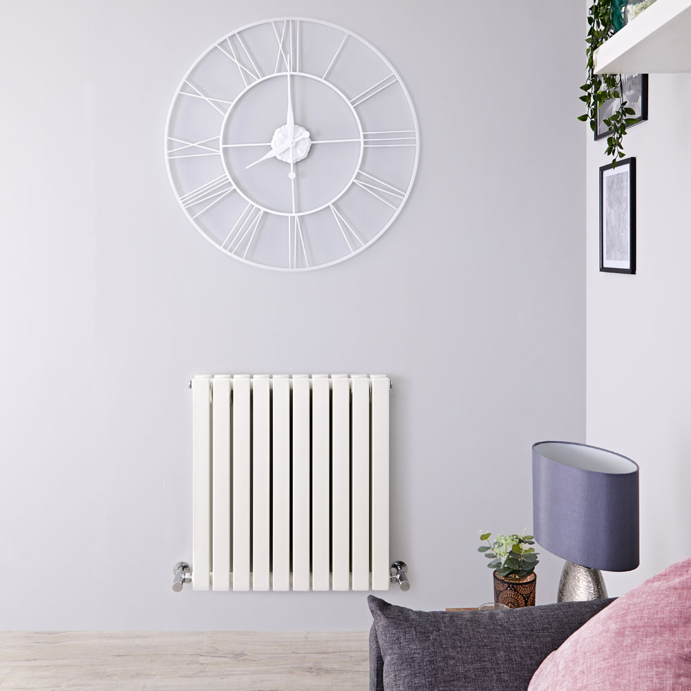 Radiatore di Design Orizzontale Doppio - Bianco - 635mm x 600mm x 71mm - 934 Watt - Sloane