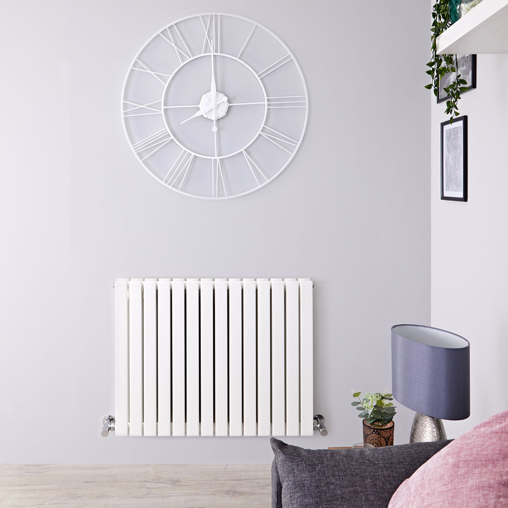 Radiatore di Design Orizzontale Doppio - Bianco - 635mm x 834mm x 71mm - 1307 Watt - Sloane