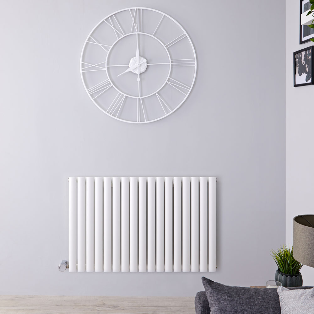Radiatore di Design Elettrico Orizzontale - Bianco - 635mm x 1000mm x 55mm - Elemento Termostatico 1000W - Revive