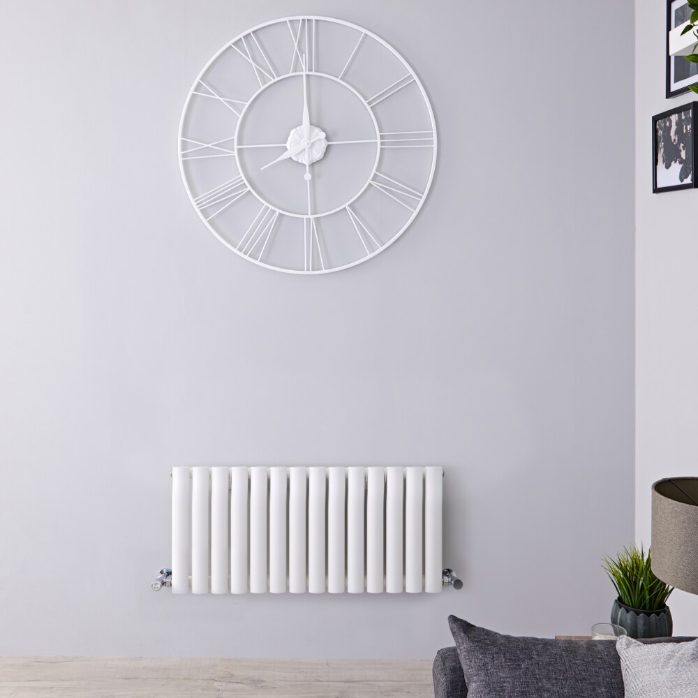Radiatore di Design Orizzontale - Bianco - 400mm x 834mm x 56mm - 634 Watt - Revive
