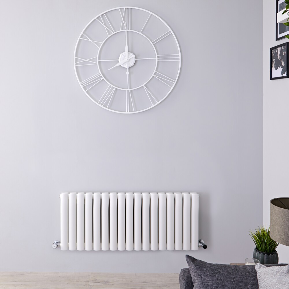Radiatore di Design Orizzontale Doppio - Bianco - 400mm x 1000mm x 78mm - 1171 Watt - Revive