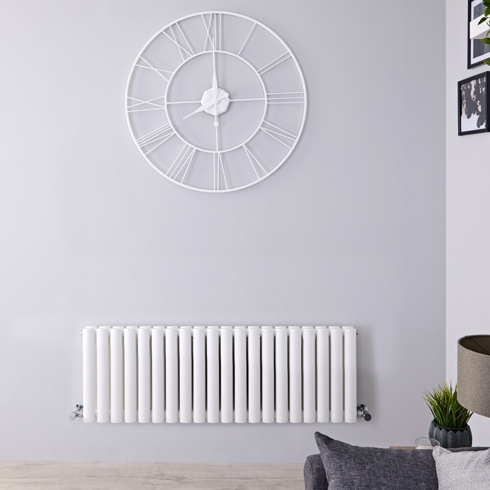 Radiatore di Design Orizzontale Doppio - Bianco - 400mm x 1180mm x 78mm - 1377 Watt - Revive