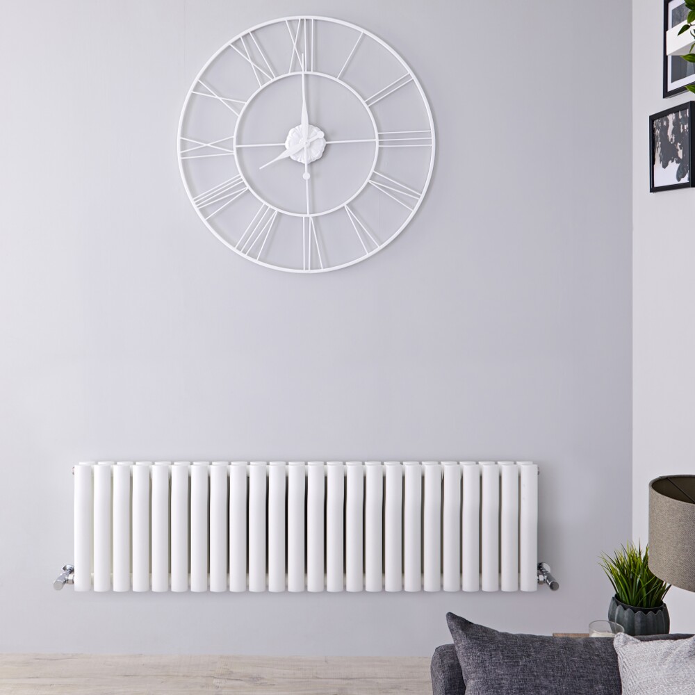 Radiatore di Design Orizzontale Doppio - Bianco - 400mm x 1411mm x 78mm - 1653 Watt - Revive