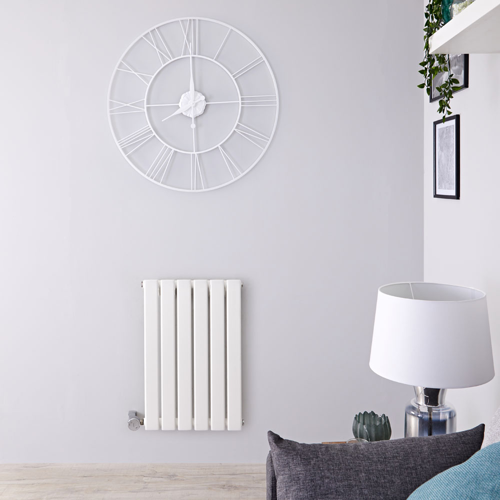 Radiatore di Design Elettrico Orizzontale - Bianco - 635mm x 420mm x 46mm - Elemento Termostatico 400W - Delta