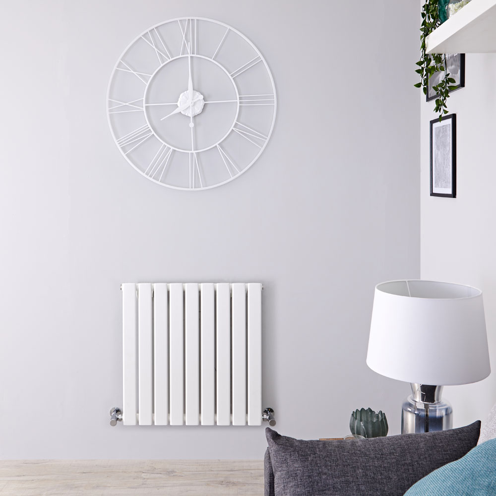 Radiatore di Design Orizzontale - Bianco - 635mm x 630mm x 46mm - 563 Watt - Delta