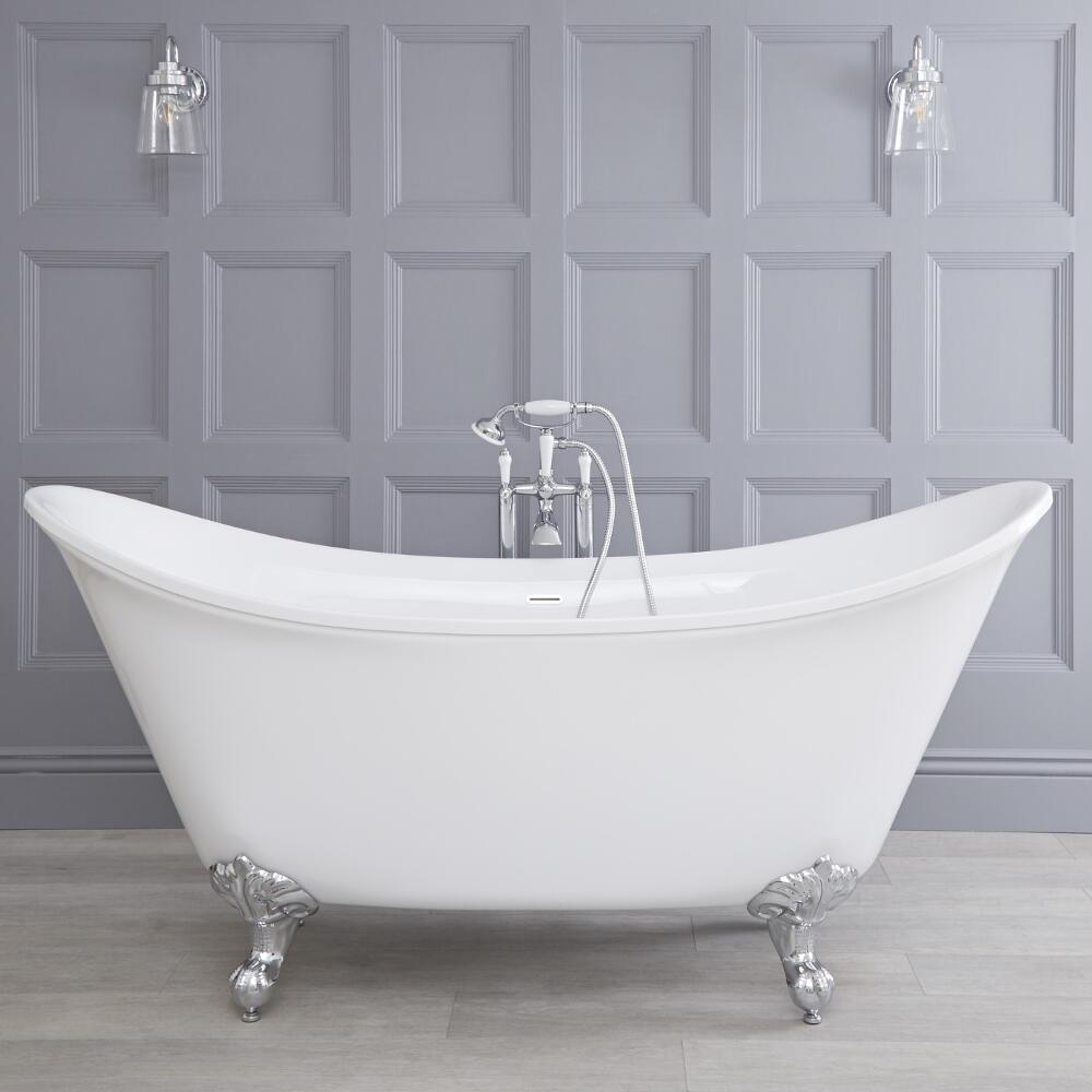 Vasca da Bagno Ovale Centro Stanza Classica in Acrilico 1710x750mm con Diversi Piedini Disponibili - Richmond