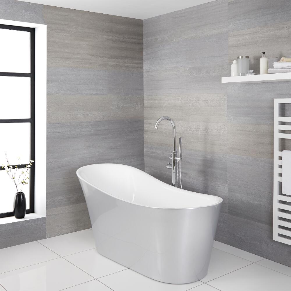 Vasca in Acrilico Centro Stanza Freestanding Ovale Argento 1700x745mm