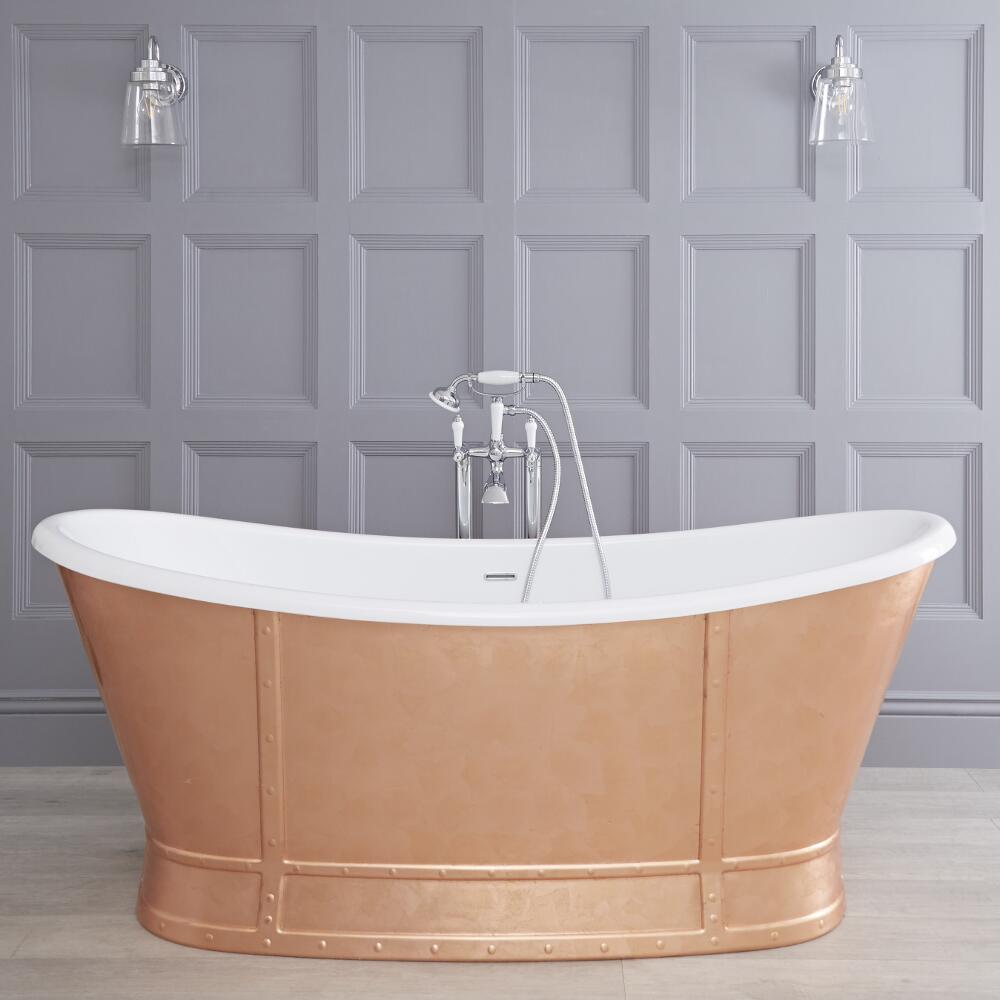 Vasca Centro Stanza in Acrilico Colore Bronzo con Effetto Metallico 1680 x 780mm - Egermont