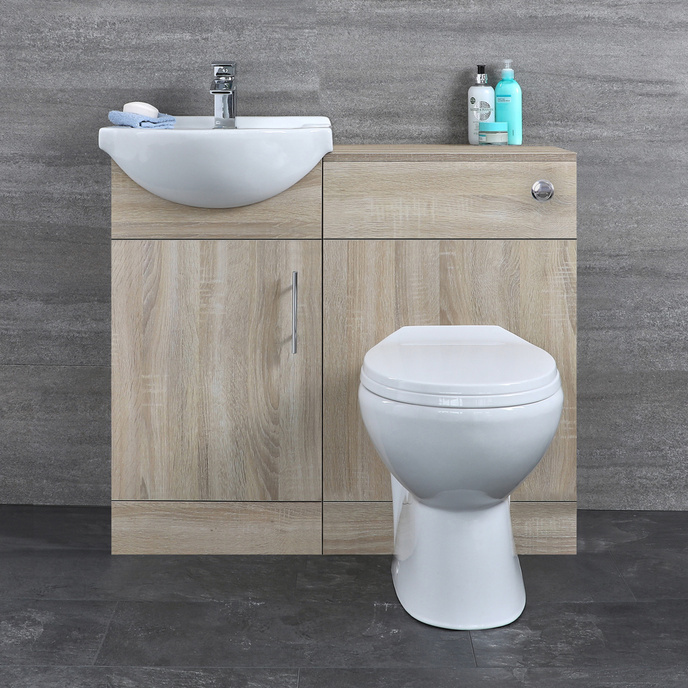 Mobile Bagno Colore Rovere con Lavabo e Sanitario Integrato 932x835x820mm - Classic Oak