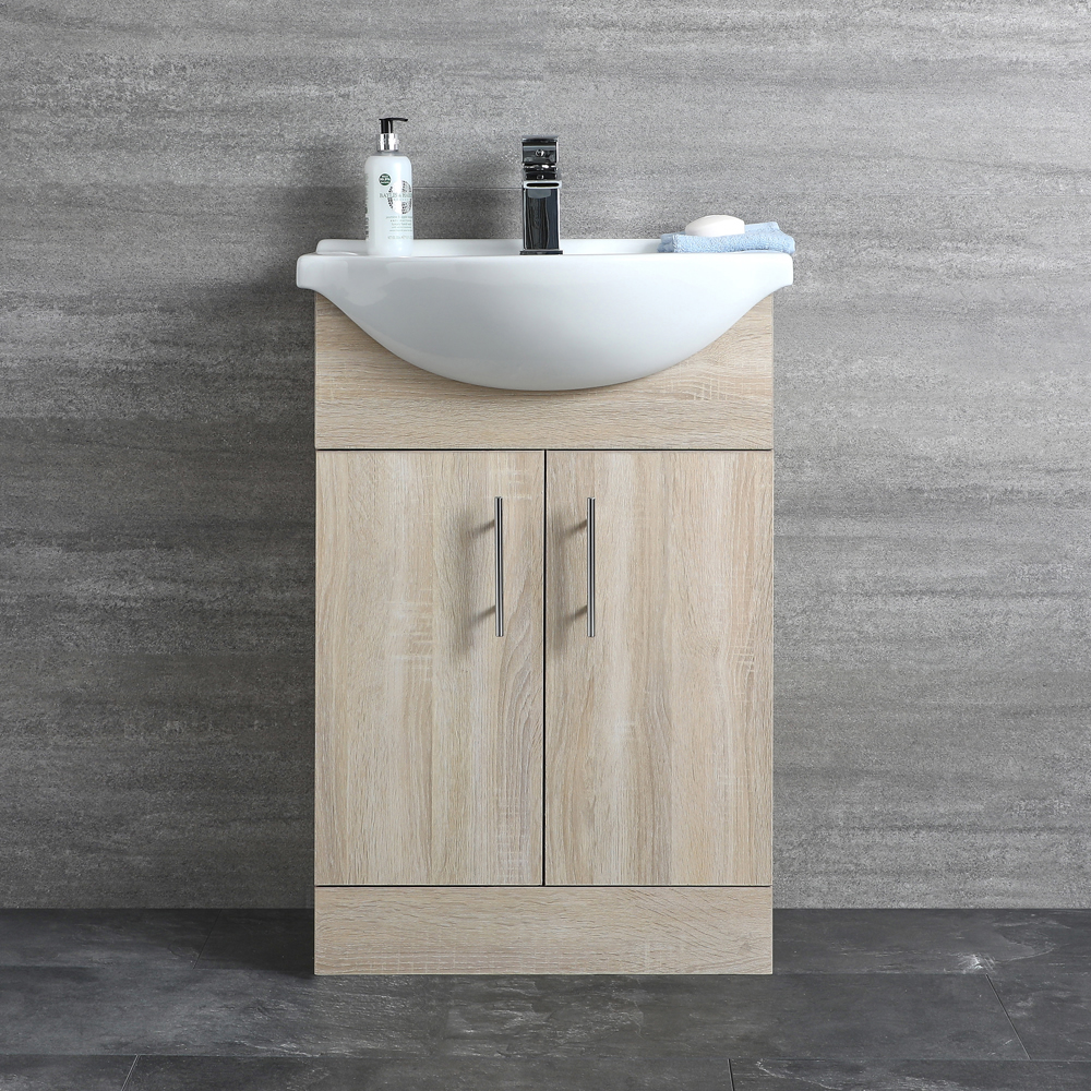 Mobile Bagno Colore Rovere con Lavabo Integrato e 2 Ante 83,5x55x43 cm - Classic Oak