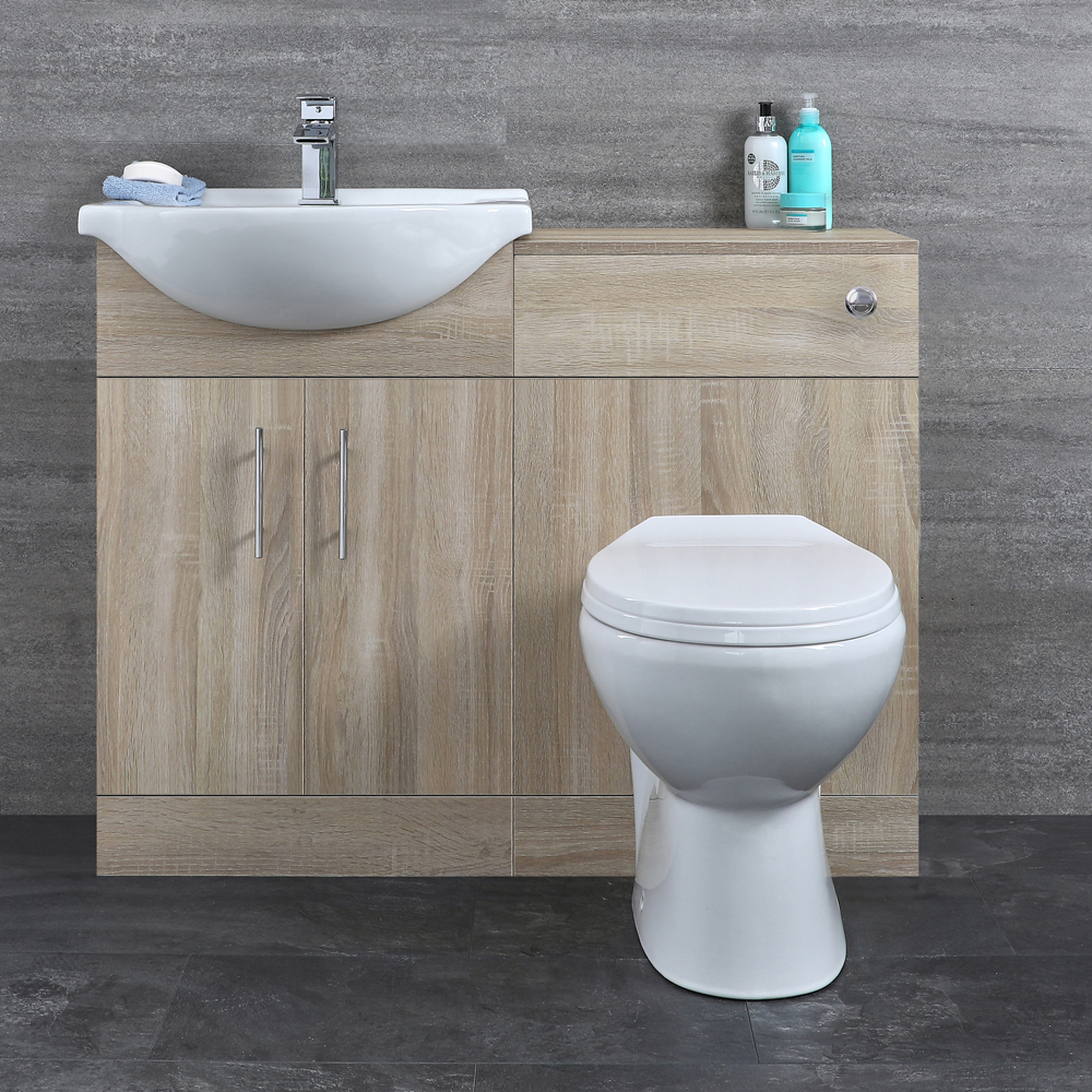 Mobile Bagno Colore Rovere con Lavabo e Sanitario Integrato 835x1132x820mm - Classic Oak