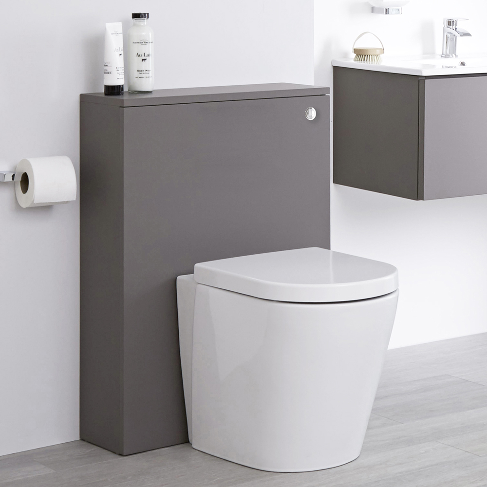 Mobile WC 600mm Colore Grigio Opaco Completo di Placca di Comando, WC e Cassetta - Newington