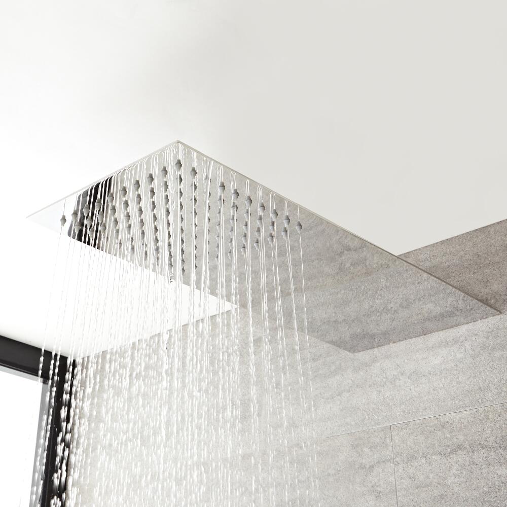 Soffione Rettangolare Ultrapiatto Slimline 200mm x 430mm con Braccio Integrato