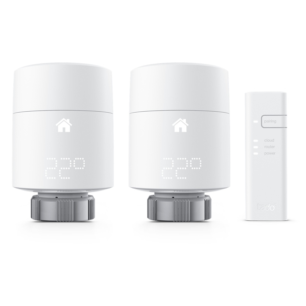 Kit di Base con 2 Teste Termostatiche Intelligenti Orizzontali e Internet Bridge Tado°
