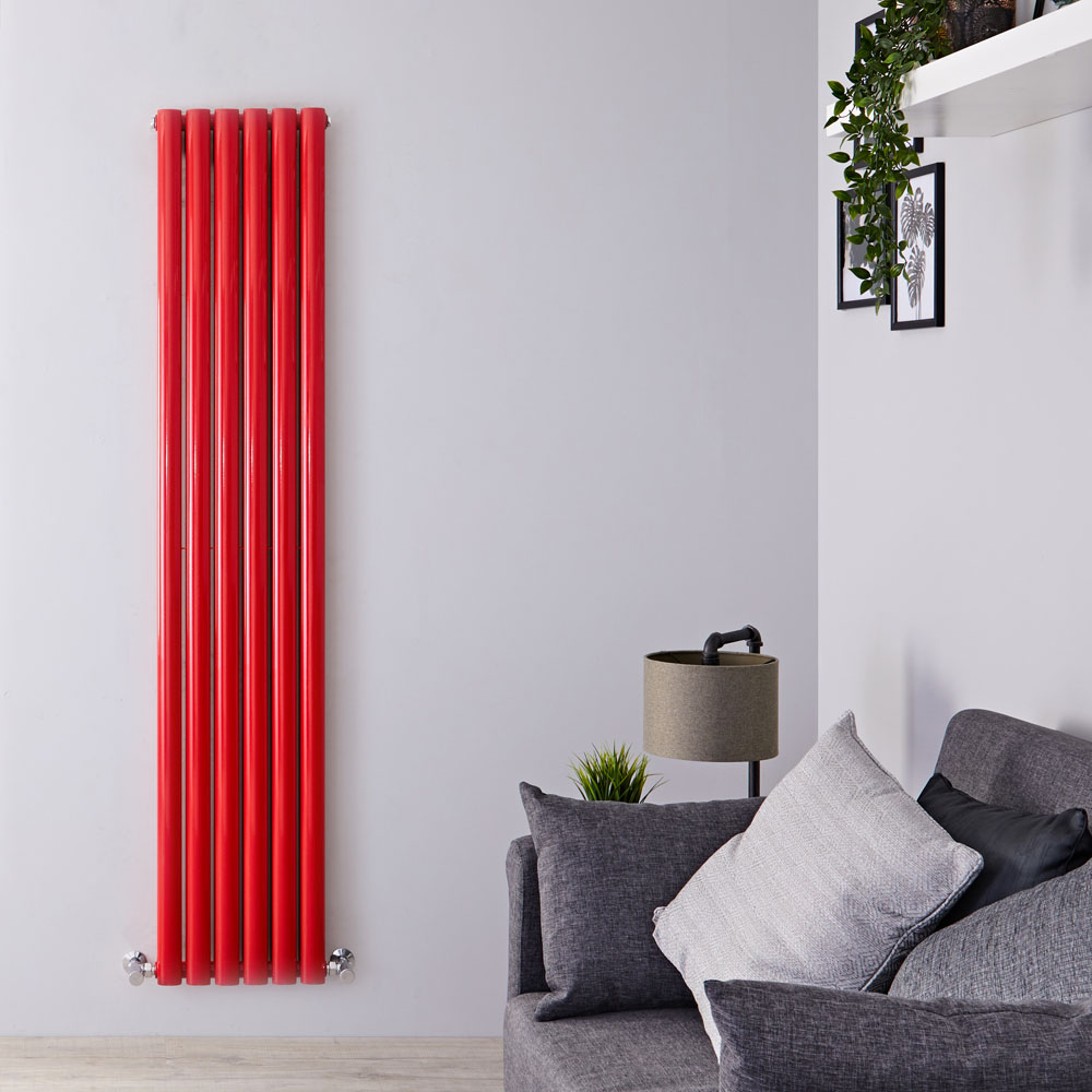Radiatore di Design Verticale Doppio - Rosso - 1800mm x 355mm x 79mm - 1632 Watt - Revive