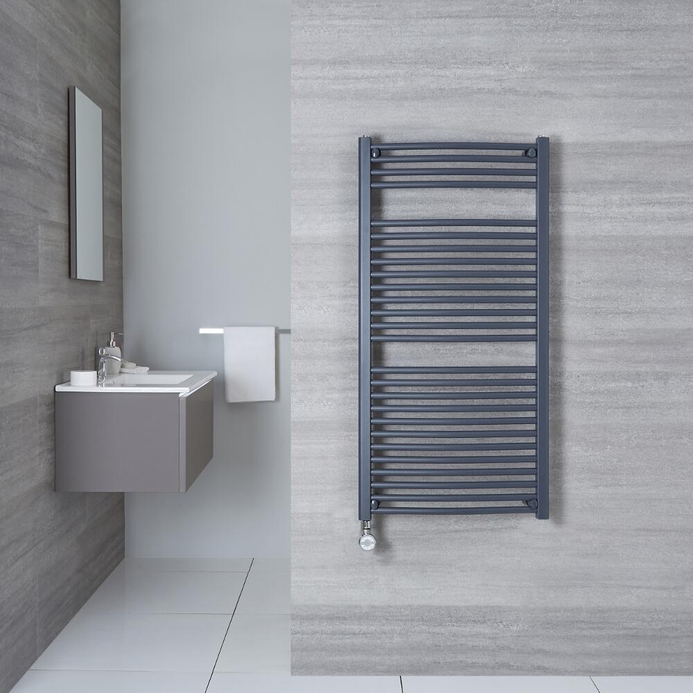 Radiatore Scaldasalviette Elettrico Curvo - Antracite - 1200mm x 500mm x 30mm - Loa