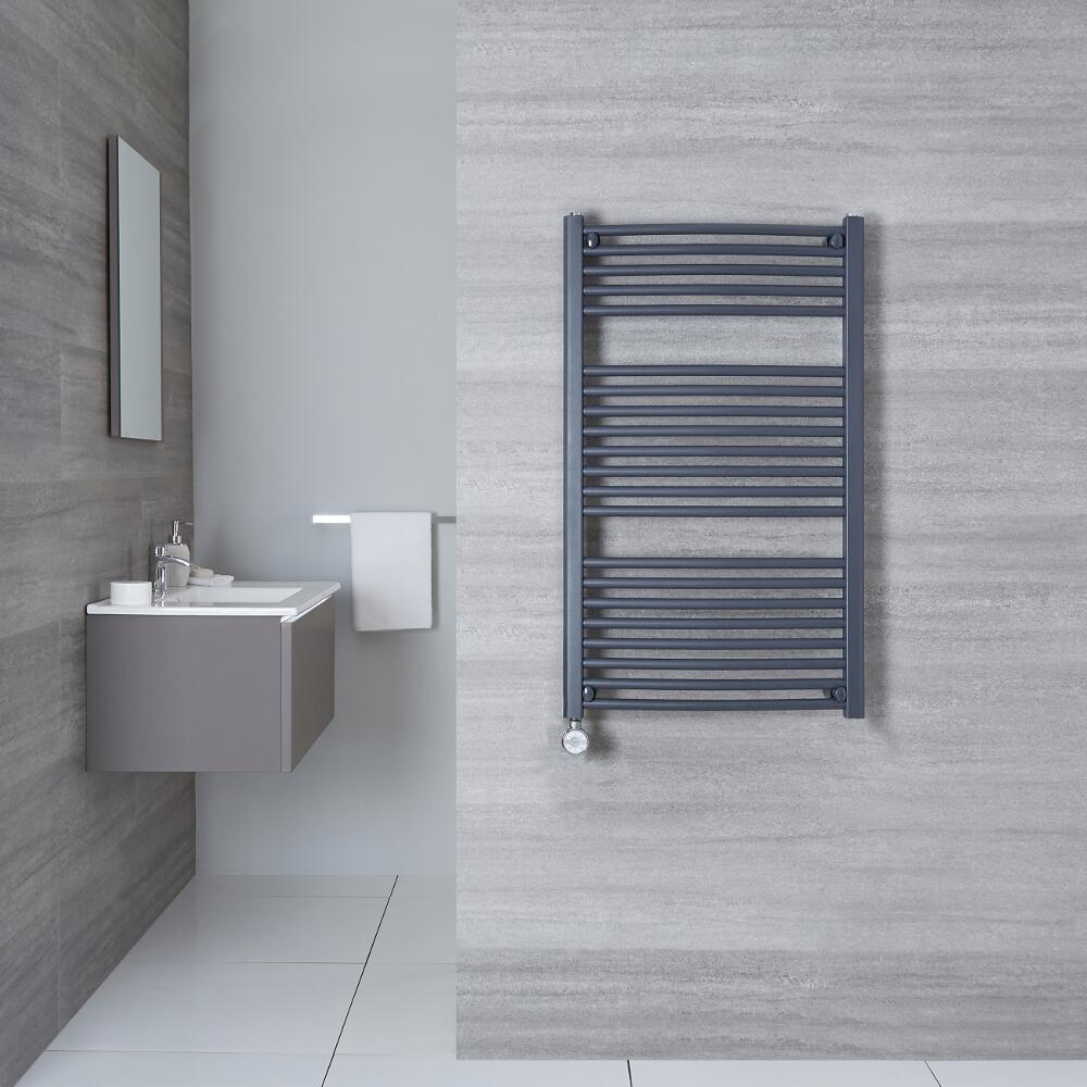 Radiatore Scaldasalviette Elettrico Curvo - Antracite - 1000mm x 600mm x 52mm - Loa
