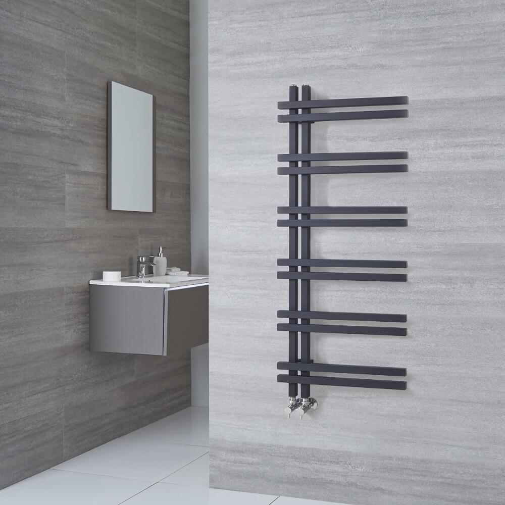 Radiatore Scaldasalviette di Design - Alluminio - Antracite - 1200mm x 500mm - 526 Watt - Tika