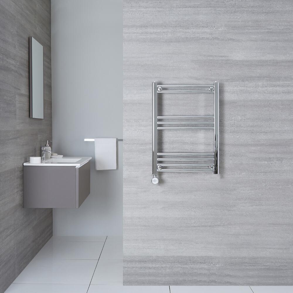 Radiatore Scaldasalviette Elettrico Curvo - Cromato - 700mm x 400mm x 38mm - Ischia