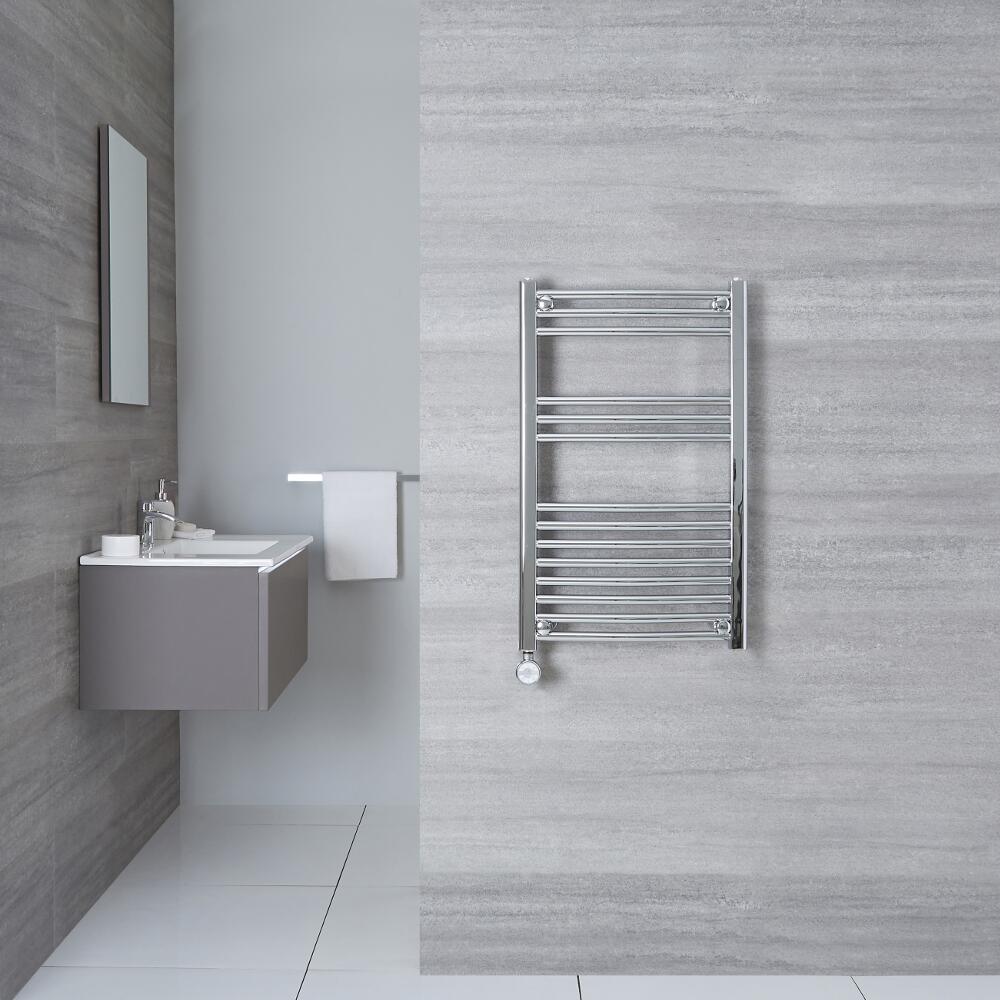 Radiatore Scaldasalviette Elettrico Curvo - Cromato - 800mm x 500mm x 45mm - Ischia