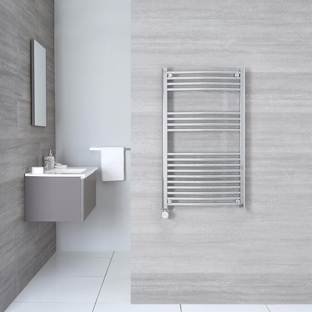 Radiatore Scaldasalviette Elettrico Curvo - Cromato - 1000mm x 600mm x 50mm - Ischia