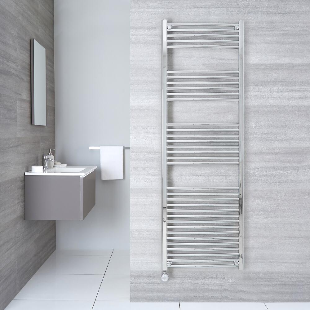 Radiatore Scaldasalviette Elettrico Curvo - Cromato - 1800mm x 600mm x 50mm - Ischia