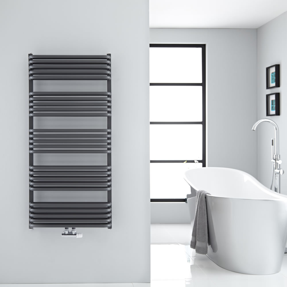 Scaldasalviette con Attacco Centrale - Curvo - Antracite - 1269mm x 600mm - 1338 Watt - Arch