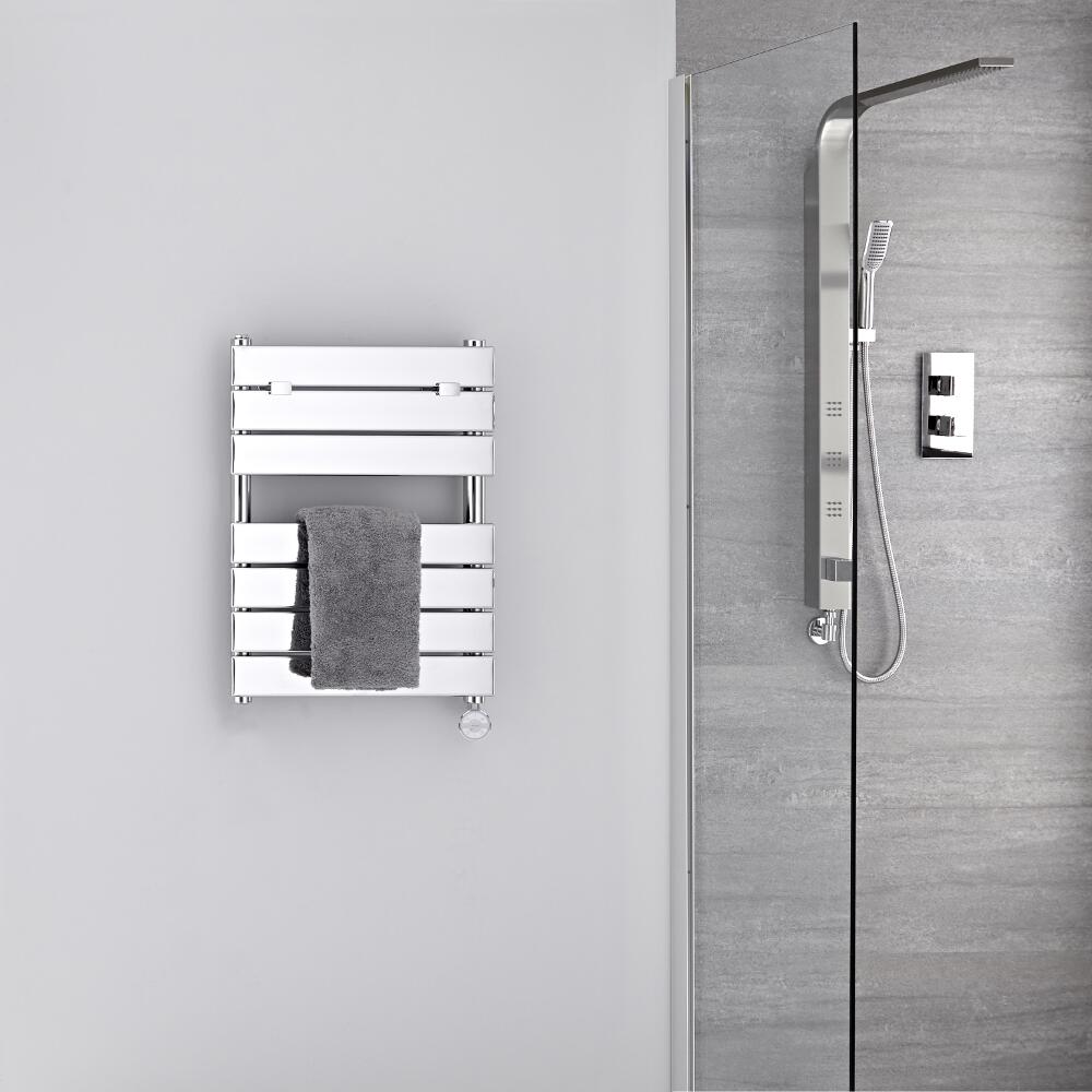 Radiatore Scaldasalviette Elettrico - Piatto - Cromato - 620mm x 455mm - Lustro